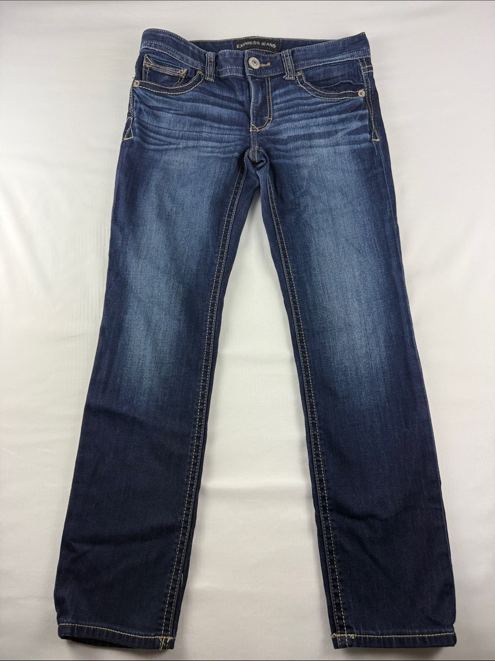 Express Low Rise Skinny Jeans Women's Size 4 Short Stretch Denim EUC